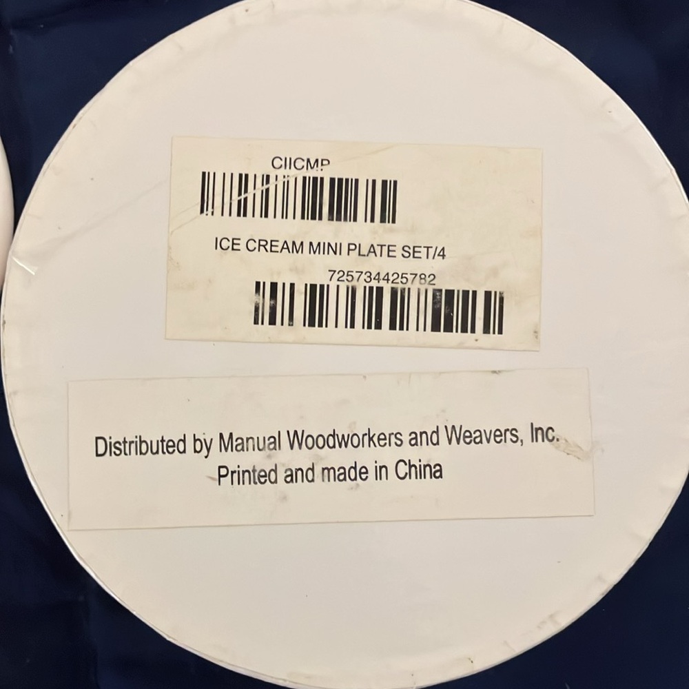 Manual Woodworkers & Weavers, Inc. 4 4 1/2” Ice Cream Motif Ceramic Mini Plates - Picture 11 of 11